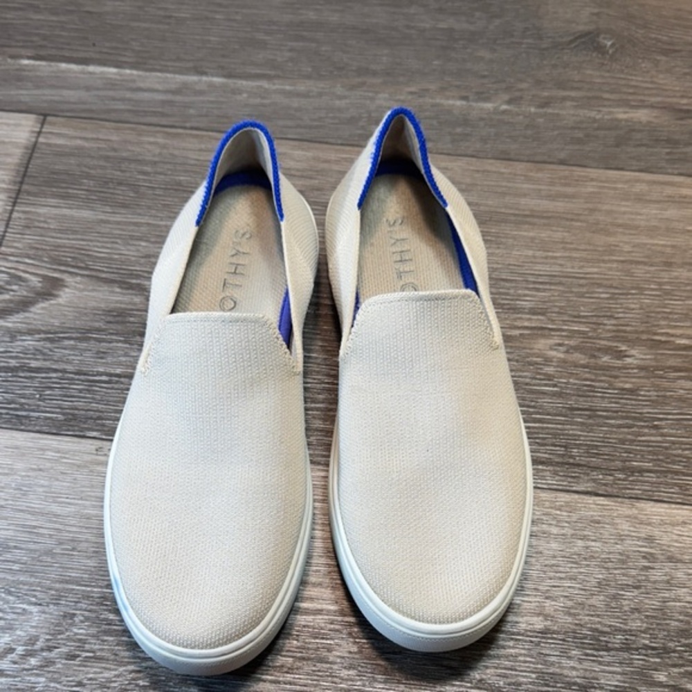 Rothy's Beige and Blue Women's Slip-On Sneakers size 7 (j89)